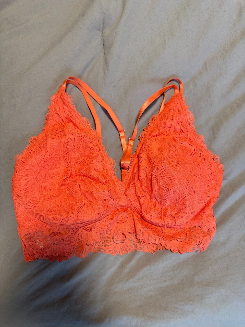 aerie Coral Lace Bralette in Bright Orange-Coral